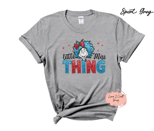 Little Miss Thing   - Faux Glitter  - Cat in the Hat Youth T-Shirt