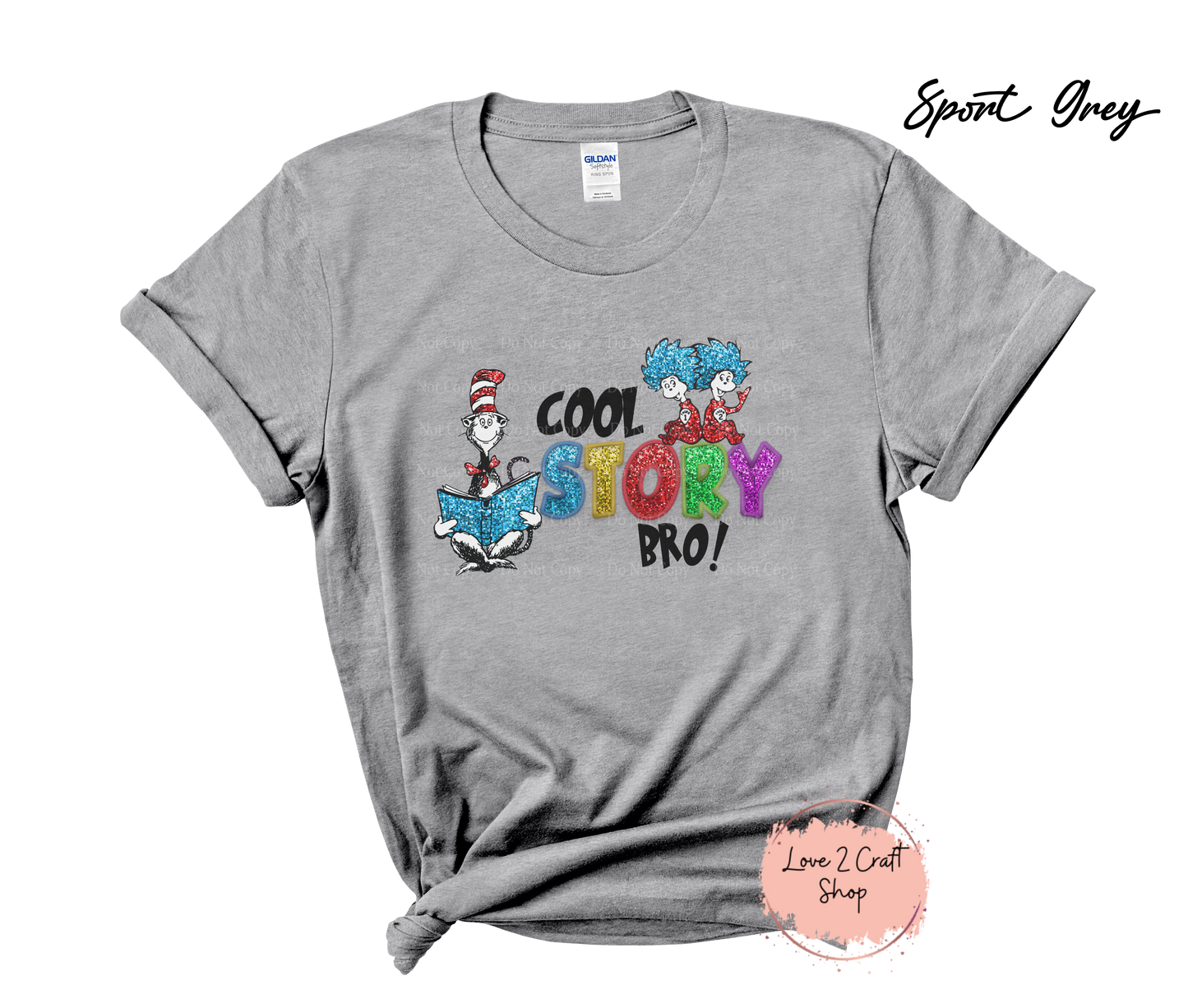 Cool Story Bro - Faux Glitter - Cat in the Hat  T-Shirt