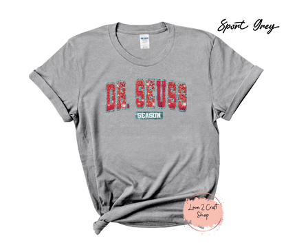 Dr Seuss Season - Faux Glitter Cat in the Hat T-Shirt