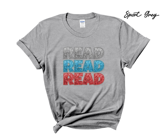 Stacked words Read  - Faux Glitter Cat in the Hat T-Shirt