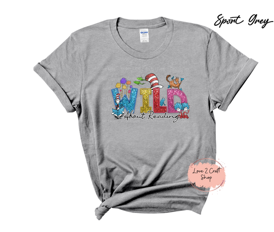 Wild about Reading  - Faux Glitter  - Cat in the Hat Youth T-Shirt