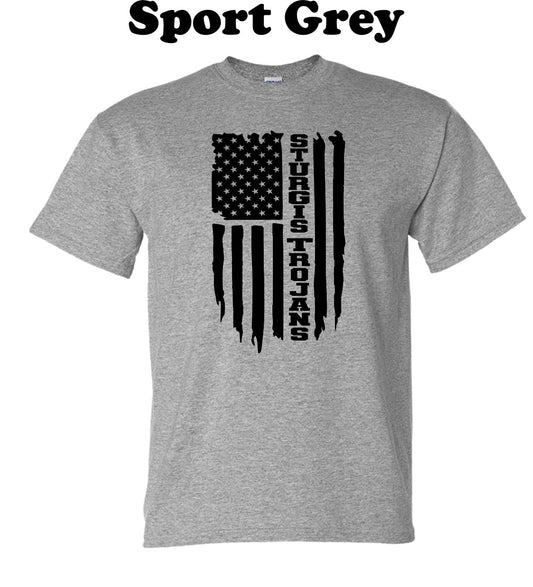 Sturgis Trojans Black American flag Tee