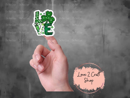 Love Four Leaf Clover St. Patrick's Day Stickers