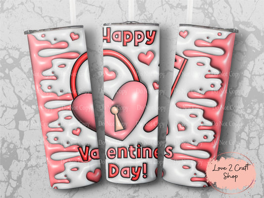 Happy Valentine day with lock and key 3D inflated Tumbler