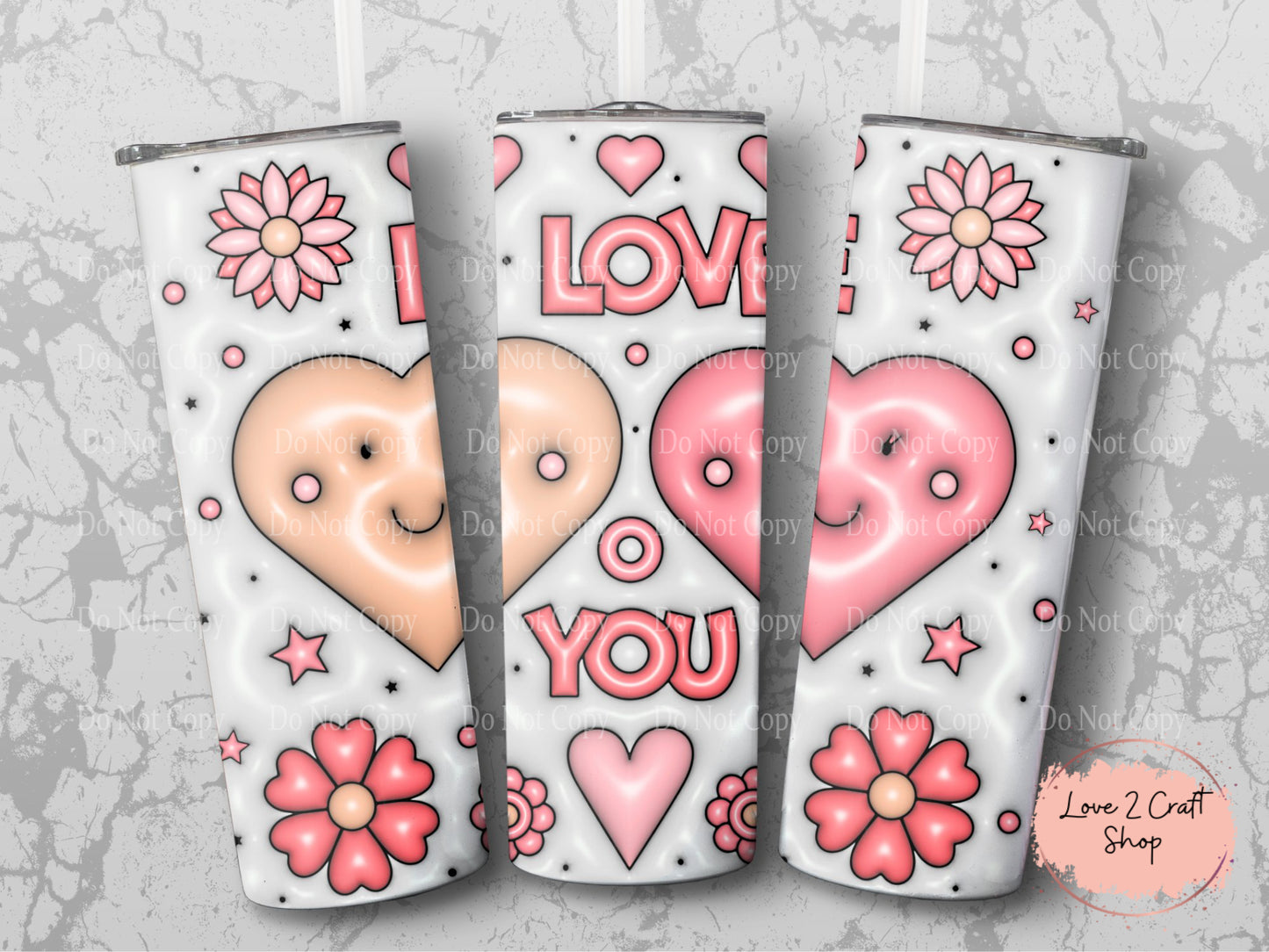 I love you Valentine Tumbler with Hearts