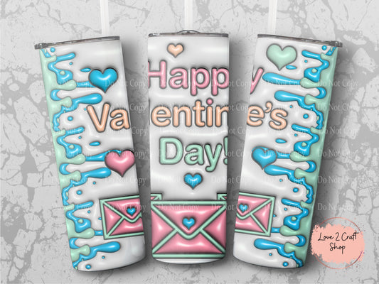 Happy Valentine with love notes 3D inflated Tumbler