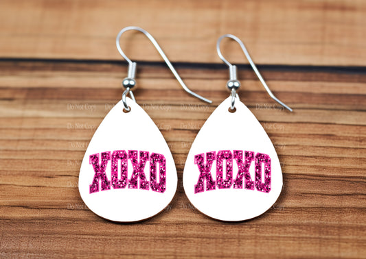 Hot Pink XOXO Faux Sequins teardrop earrings