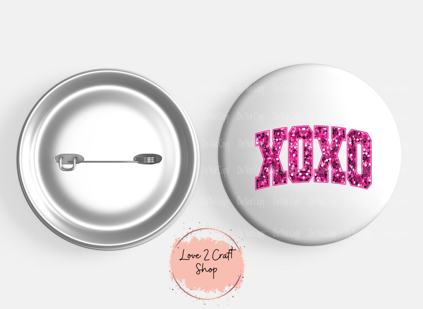 Hot Pink XOXO Faux Sequins button