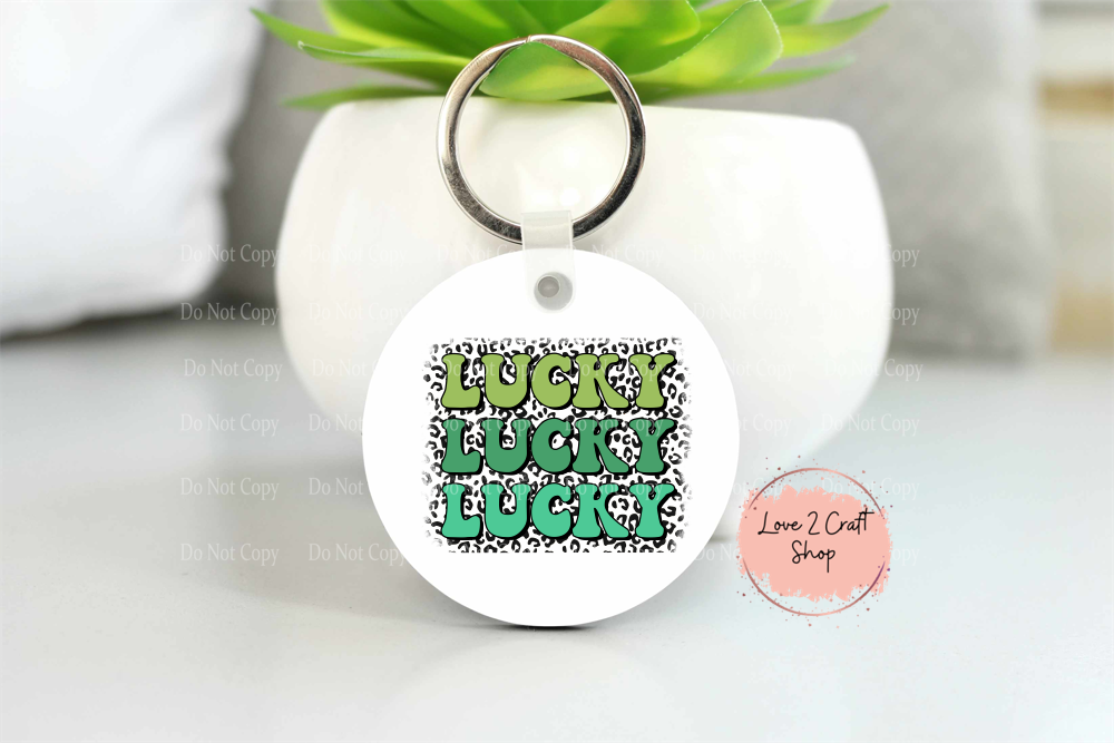 Lucky Stacked with Leopard print St. Patrick's Day Key chain