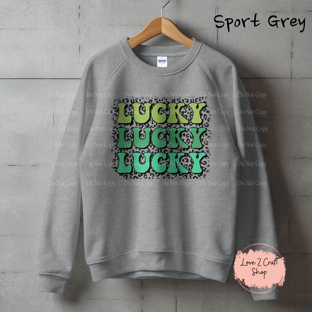 Stacked Lucky words with Leopard print St. Patrick’s Day Crewneck