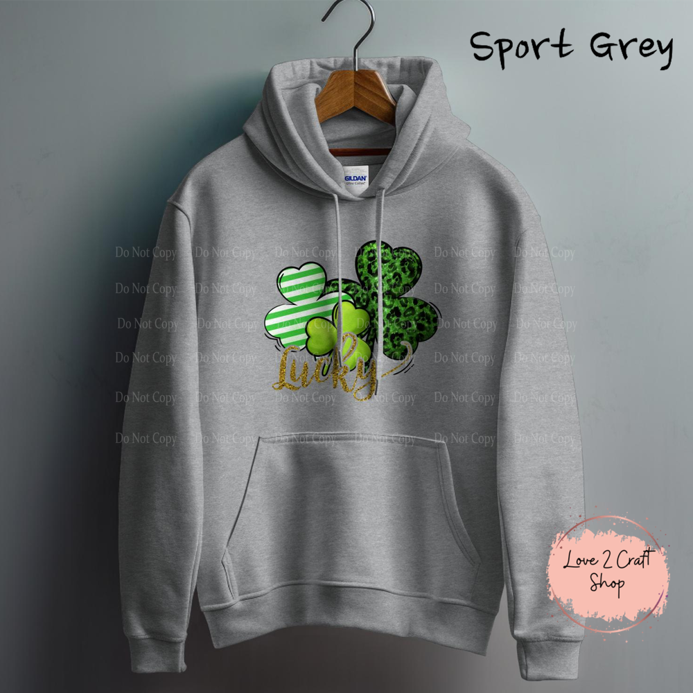 3 Four leaf clovers with faux glitter Lucky St. Patrick’s Day Hoodie