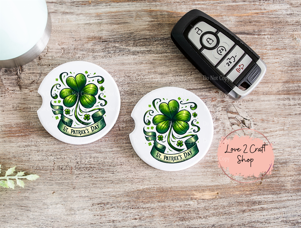 Four Leaf Clover St. Patrick's Day Car Coasters