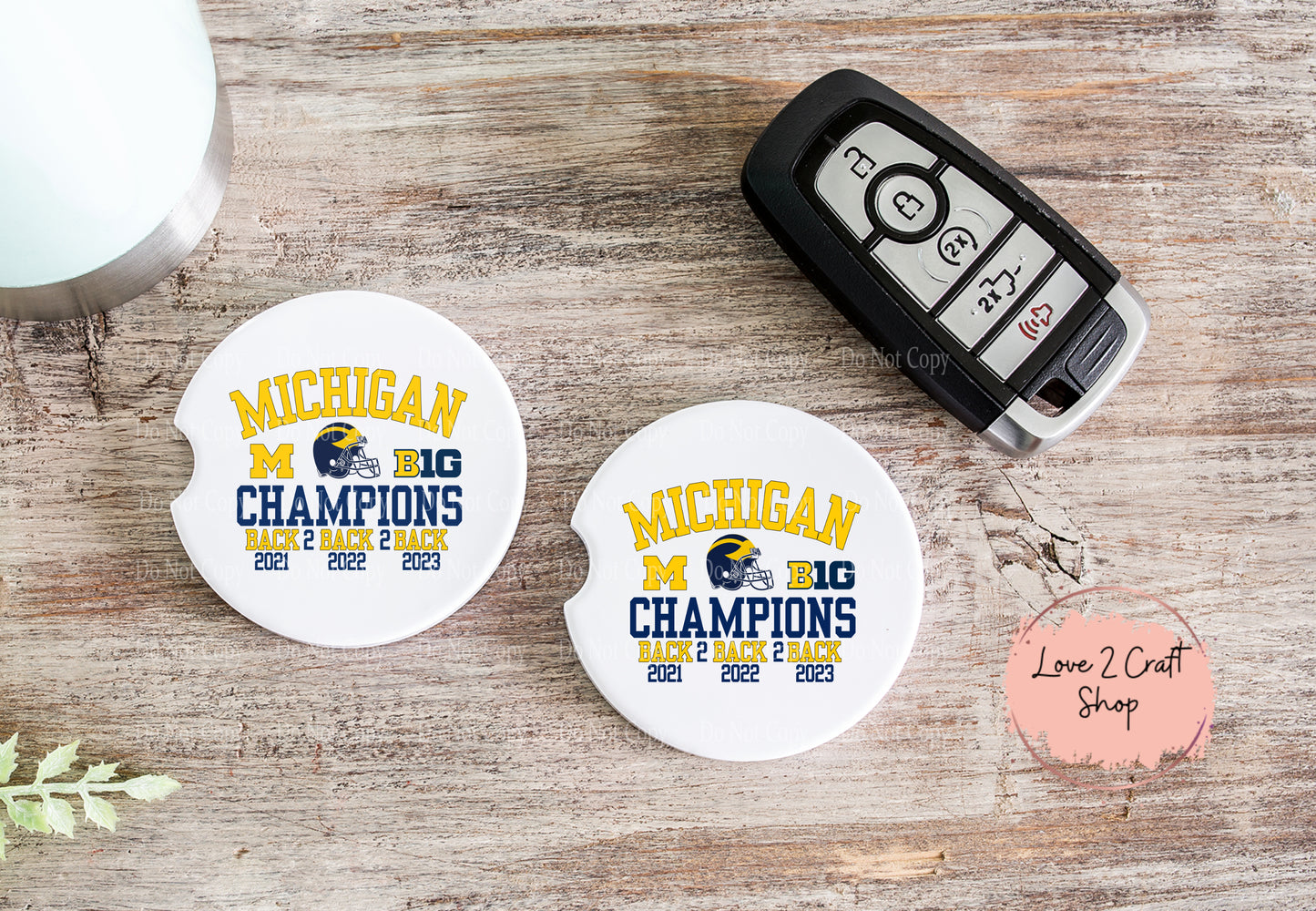 Michigan Wolverines Football 2023 Back to Back champions Car Coasters