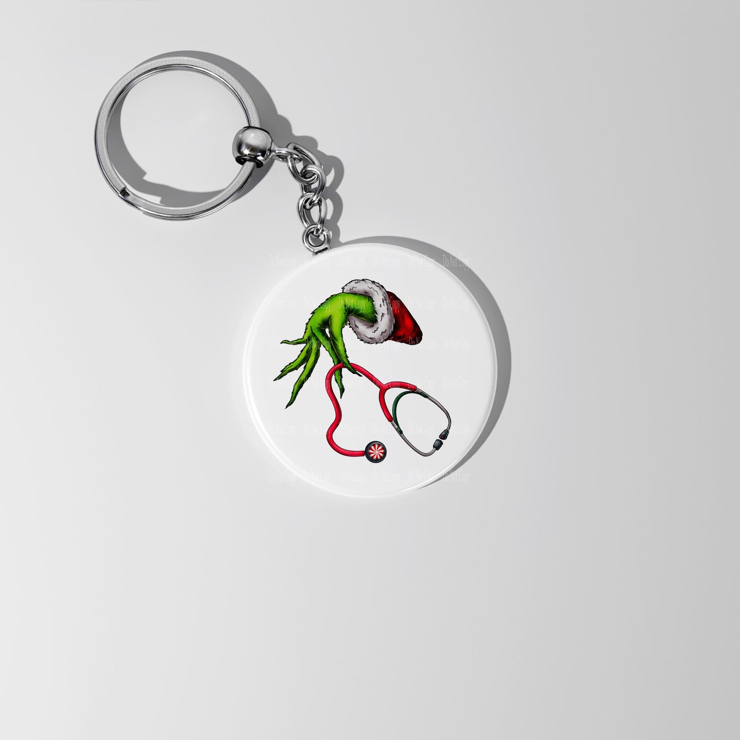 Grinch with Stethoscope for Nurse or CNA Key chain