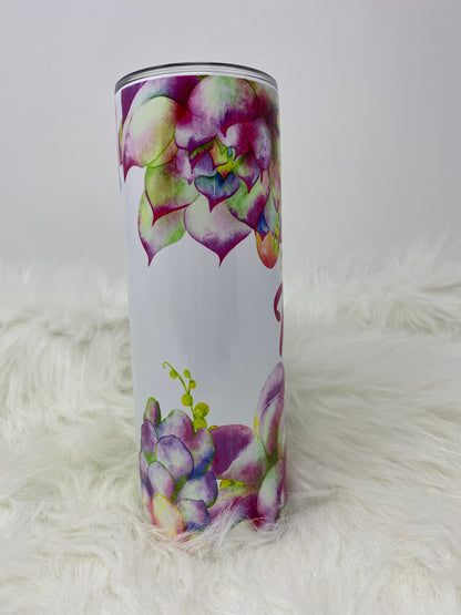 Succulent 20 oz or 30 oz Skinny Straight tumbler “Mom”